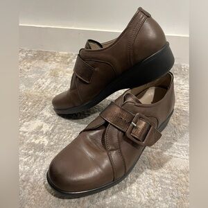 Dromedaris Rose Monkstrap Nurse Shoe Brown Leather Gold Detail Size 40/US 9.5-10